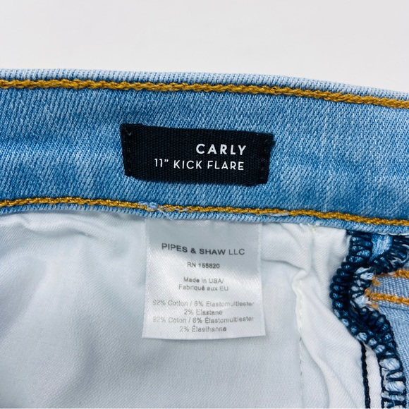 VERONICA BEARD Carly 11" Kick Flare Tuxedo Stripe Jeans - Picture 6 of 8